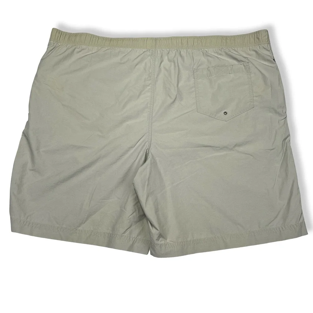 Vintage Polo Sport Ralph Lauren Mens XXL‎ Tan Nylon Swim Trunks USA Flag Logo